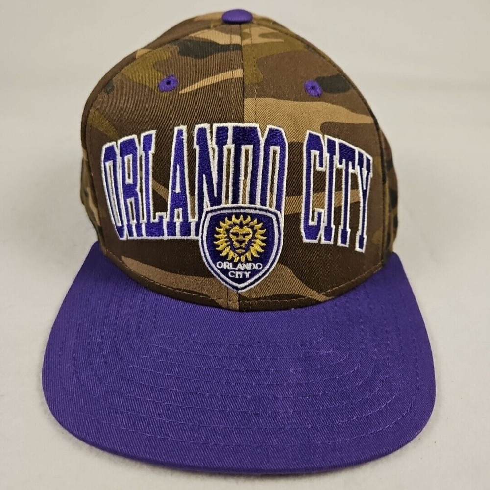 Adidas Camo Orlando City SC Hat Cap Flat Brim Snapback MLS Purple Lion Soccer